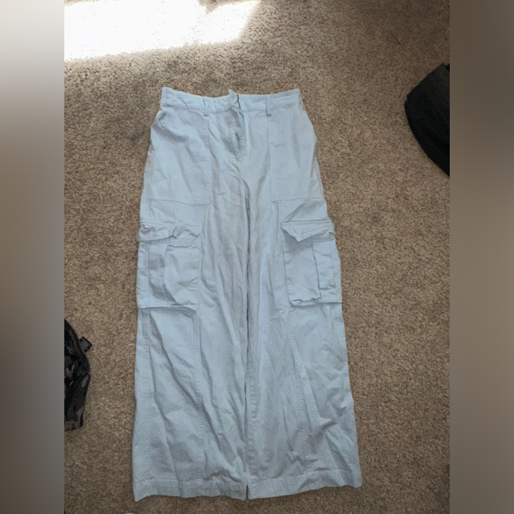 Altard State High Rise Light Blue Straight Leg Cargo Jeans